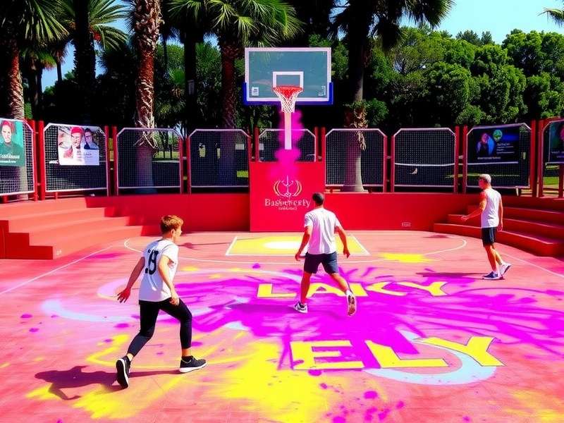 Basketball Shootout Holi Event - Colorful Court and Players